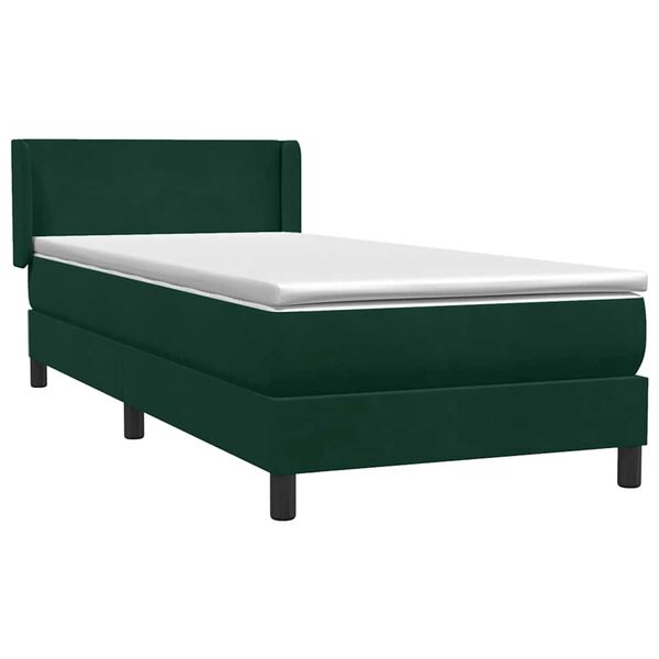 vidaXL Sommier &agrave; lattes de lit et matelas vert fonc&eacute; 90x210 cm velours