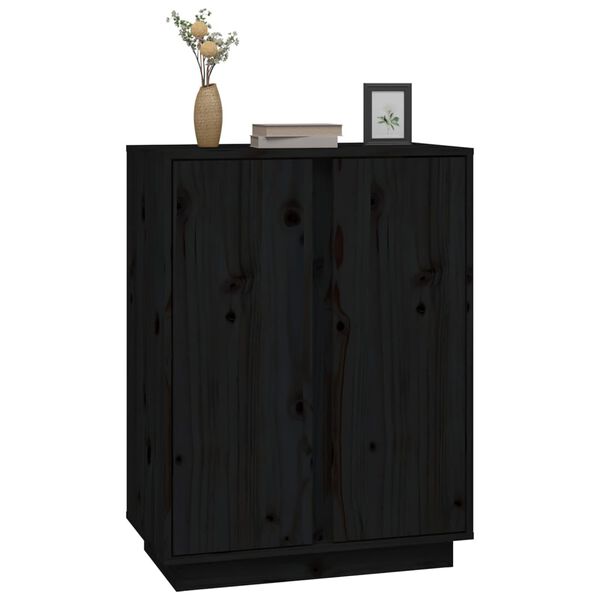 vidaXL Buffet Noir 60x35x80 cm Bois massif de pin
