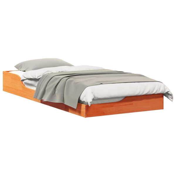 vidaXL Cadre de lit Brun cire 100 x 200 cm Pin massif