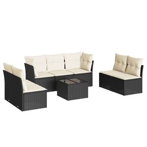 vidaXL Salon de jardin 8 pcs avec coussins noir r&eacute;sine tress&eacute;e