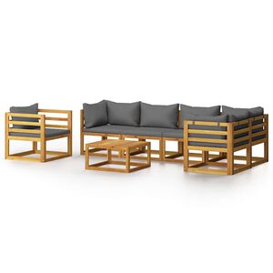 vidaXL Salon de jardin 7 pcs avec coussin Bois d'acacia solide