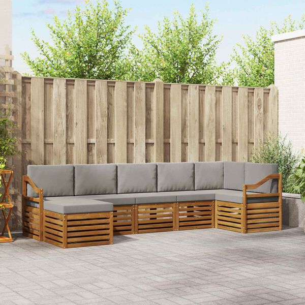 vidaXL Ensembles de canap&eacute;s avec coussin 7 pcs Gris Naturel et Clair