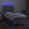 vidaXL Sommier &agrave; lattes de lit matelas LED Gris clair 90x200cm Tissu