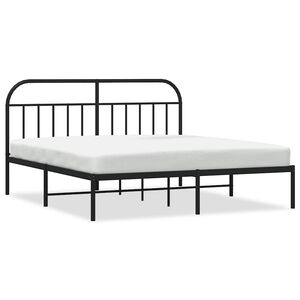 vidaXL Cadre de lit m&eacute;tal sans matelas avec t&ecirc;te de lit noir 183x213cm
