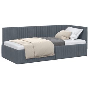 vidaXL Cadre de lit d'angle Gris fonc&eacute; 90 x 190 cm Velours