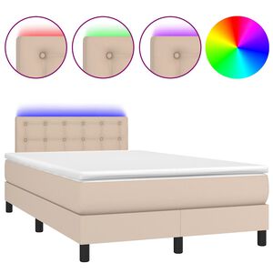 vidaXL Sommier &agrave; lattes de lit avec matelas LED cappuccino 120x190 cm