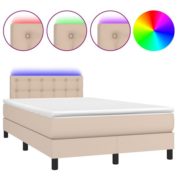 vidaXL Sommier &agrave; lattes de lit avec matelas LED cappuccino 120x190 cm