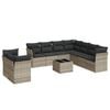 vidaXL Salon de jardin avec coussins 10 pcs gris clair r&eacute;sine tress&eacute;e
