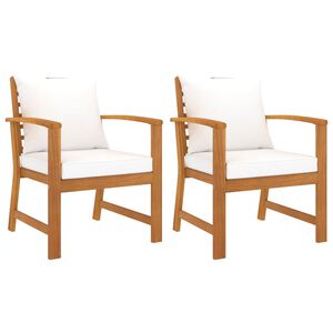 vidaXL Chaises de jardin lot de 2 et coussins cr&egrave;me bois massif acacia