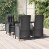 vidaXL Ensemble &agrave; manger de jardin coussins 5pcs Noir R&eacute;sine tress&eacute;e