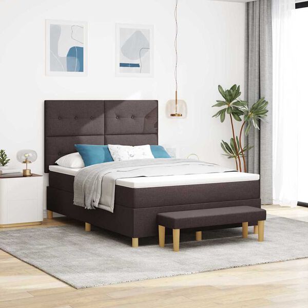 vidaXL Lit &agrave; ressorts avec matelas Marron fonc&eacute; 160 x 200 cm tissu