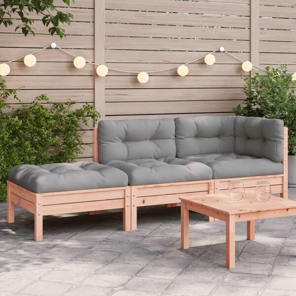 vidaXL Canapé de jardin avec coussins et repose-pied 3 places
