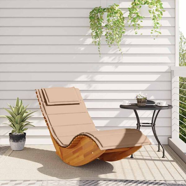 vidaXL Chaise longue &agrave; bascule avec coussin en bois massif d'acacia