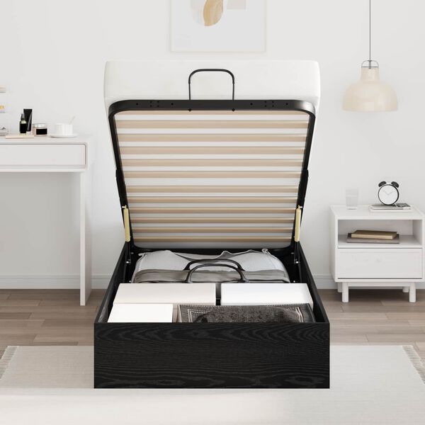 vidaXL Cadre de lit ottoman avec stockage Ch&ecirc;ne Noir 203 x 90 x 25 cm
