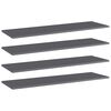 vidaXL Panneaux bibliothèque 4pcs Gris brillant 100x30x1,5cm Aggloméré