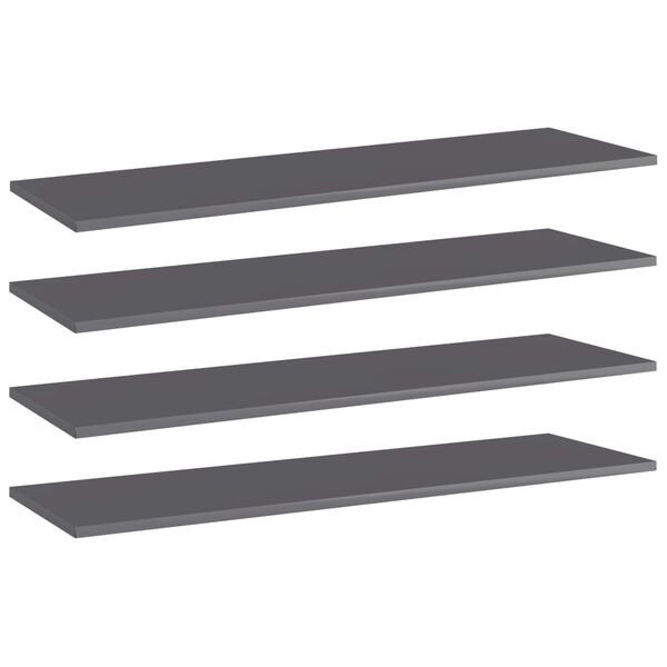 vidaXL Panneaux bibliothèque 4pcs Gris brillant 100x30x1,5cm Aggloméré