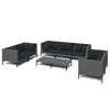 vidaXL Salon de jardin 8 pcs avec coussins R&eacute;sine tress&eacute;e Gris fonc&eacute;