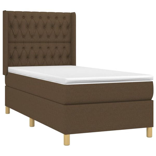 vidaXL Sommier &agrave; lattes de lit avec matelas Marron fonc&eacute; 90x190 cm