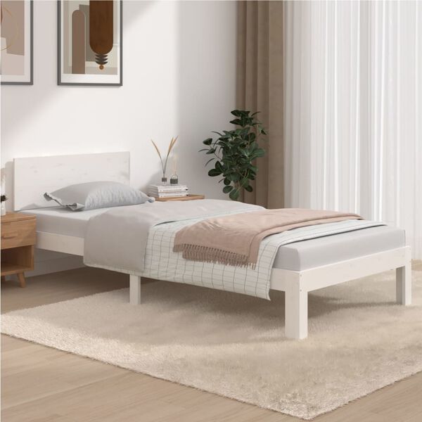 vidaXL Cadre de lit sans matelas blanc bois de pin massif 90x200 cm