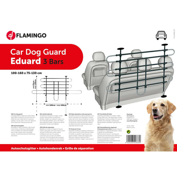 FLAMINGO Protection de voiture pour chiens 3 barres Tara Noir