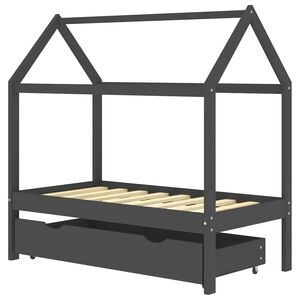 vidaXL Cadre de lit d'enfant avec un tiroir Gris fonc&eacute; Pin 70x140 cm