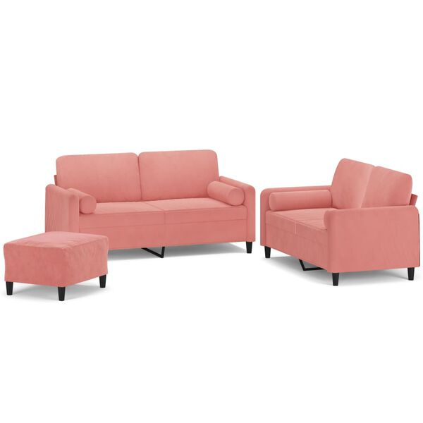 vidaXL Ensemble de canap&eacute;s 3 pcs coussins d&eacute;coratifs et coussins Rose