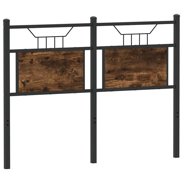 vidaXL T&ecirc;te de lit de remplacement ch&ecirc;ne fum&eacute; 120 cm bois d'ing&eacute;nierie et acier
