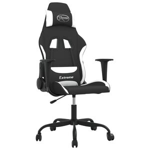 vidaXL Chaise de jeu de massage Noir et blanc Tissu