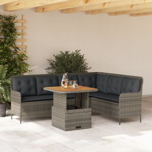 vidaXL Salon de jardin 2 pcs avec coussins Gris R&eacute;sine tress&eacute;e