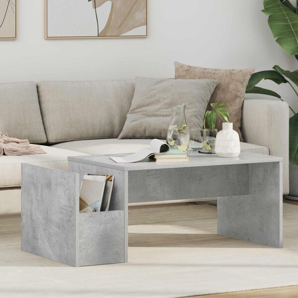 vidaXL Table basse Gris b&eacute;ton 90 x 45 x 35 cm Bois d'ing&eacute;nierie