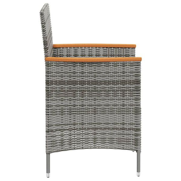 vidaXL Ensemble &agrave; manger d'ext&eacute;rieur 3pcs coussins gris r&eacute;sine tress&eacute;e