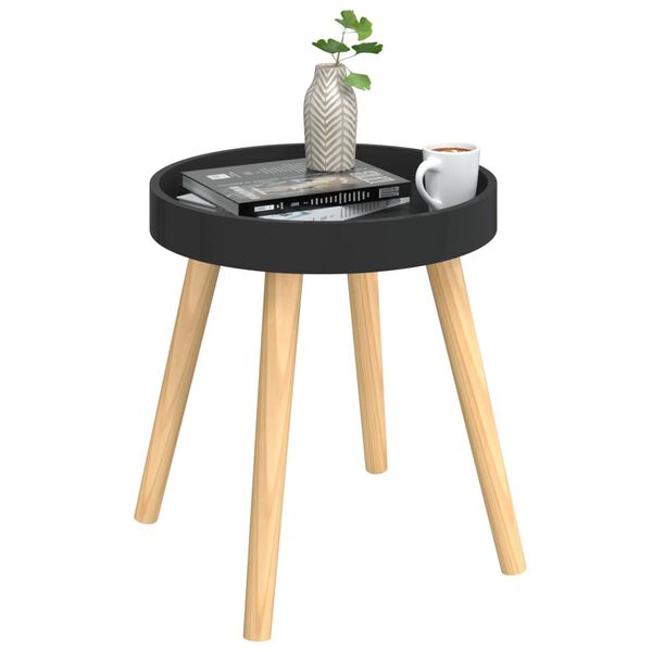vidaXL Table d'appoint Noir 38x38x40 cm Bois ingénierie et pin massif