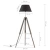 vidaXL Lampadaire &agrave; tr&eacute;pied Noir et dor&eacute; Bois de teck massif 141 cm