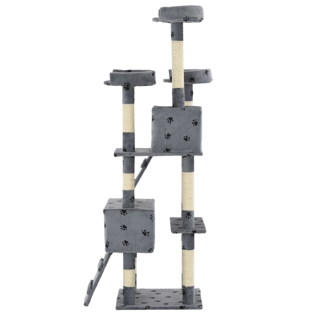 vidaXL Arbre à chat et griffoirs Sisal 170cm Empreintes de pattes Gris