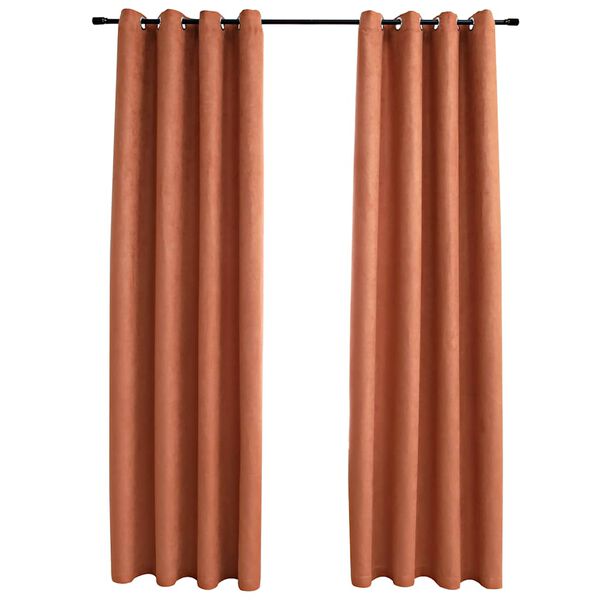 vidaXL Rideaux occultants et anneaux en m&eacute;tal 2 pcs Rouille 140x245 cm