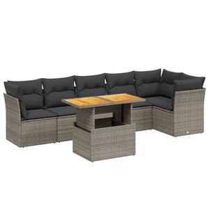vidaXL Salon de jardin avec coussins 7 pcs gris r&eacute;sine tress&eacute;e