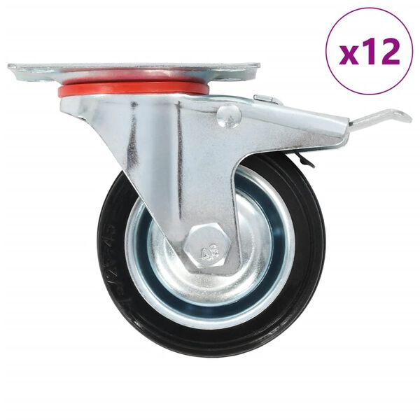 vidaXL 12 pcs Roulettes pivotantes 75 mm