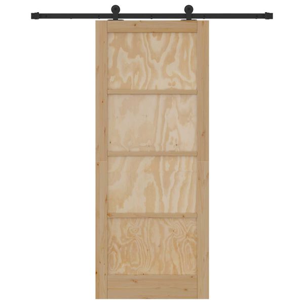 vidaXL Porte coulissante Naturel et Noir 86 x 211 cm Pin massif