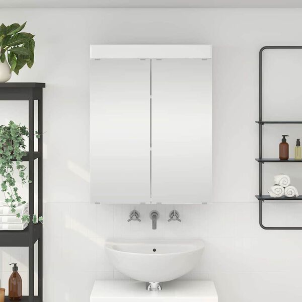 vidaXL Amoire de salle de bain avec miroir TULUM Blanc brillant