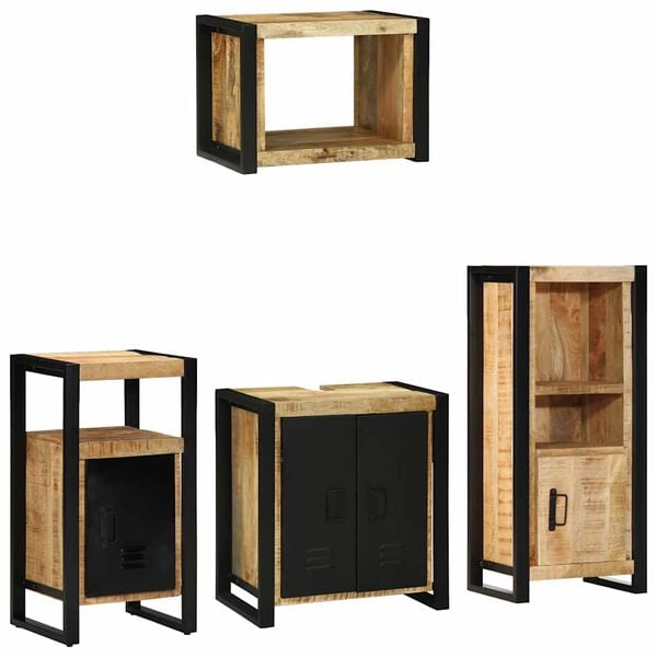 vidaXL Ensemble de mobilier de salle de bain avec &eacute;tag&egrave;re 4 pcs