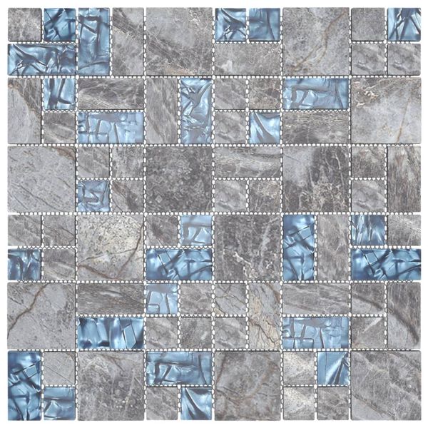 vidaXL Carreaux mosaïque 11 pcs Gris et bleu 30x30 cm Verre