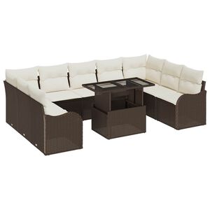 vidaXL Ensemble de canap&eacute; de jardin 10 pc Marron Poly rotin