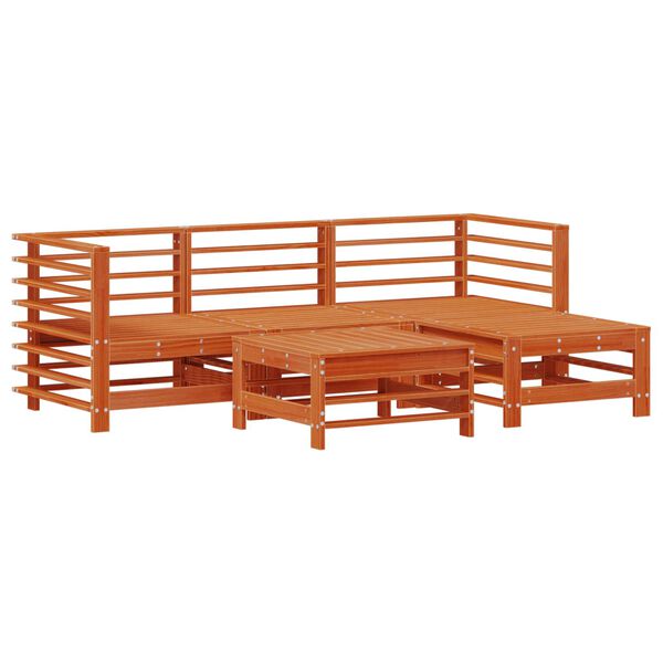 vidaXL Ensemble de salon de jardin 5 pcs Brun Cir&eacute; Pin massif