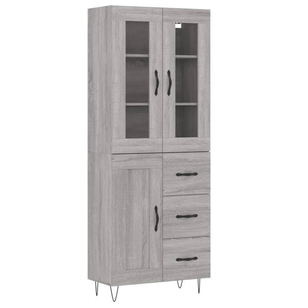 vidaXL Buffet haut Sonoma gris 69,5x34x180 cm Bois d'ing&eacute;nierie