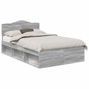 vidaXL Cadre de lit Gris Sonoma 120 x 190 cm Bois de pin massif
