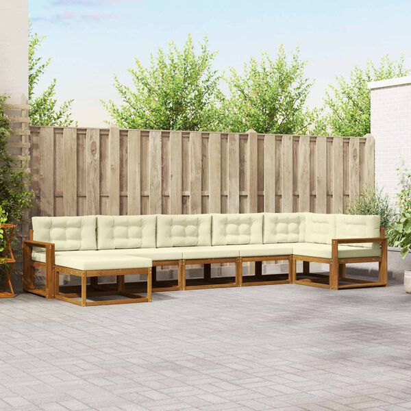 vidaXL Ensemble de canap&eacute;s d'ext&eacute;rieur 7 pcs Naturel et Cr&egrave;me