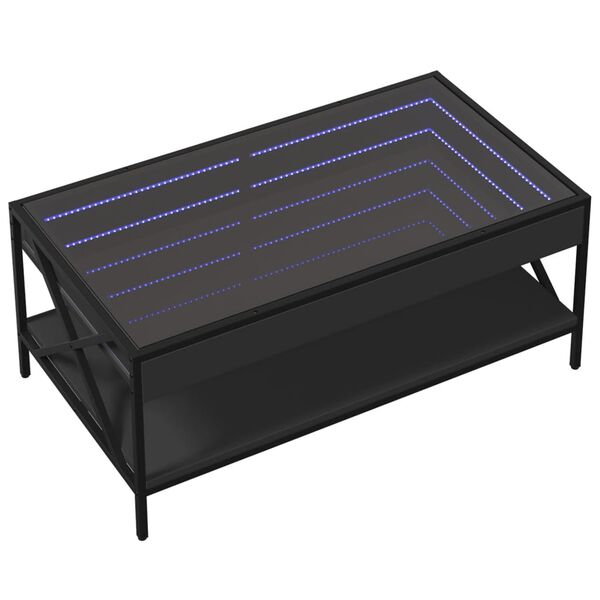 vidaXL Table basse avec LED infini noir 90x50x38 cm