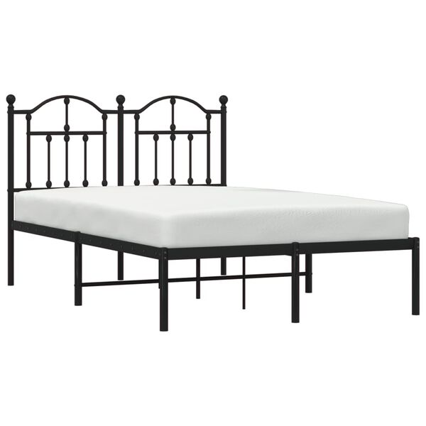vidaXL Cadre de lit métal sans matelas avec tête de lit noir 120x200cm