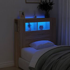 vidaXL T&ecirc;te de lit &agrave; LED ch&ecirc;ne sonoma 100x18,5x103,5cm bois ing&eacute;nierie