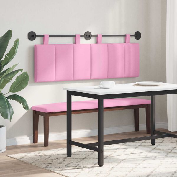 vidaXL T&ecirc;te de lit suspendue Montage mural Rose 150 x 55 x 5 cm tissu